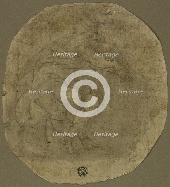 Seated Male Figure with Large Tablet (recto); Figure Study (verso), n.d. Creator: Unknown.