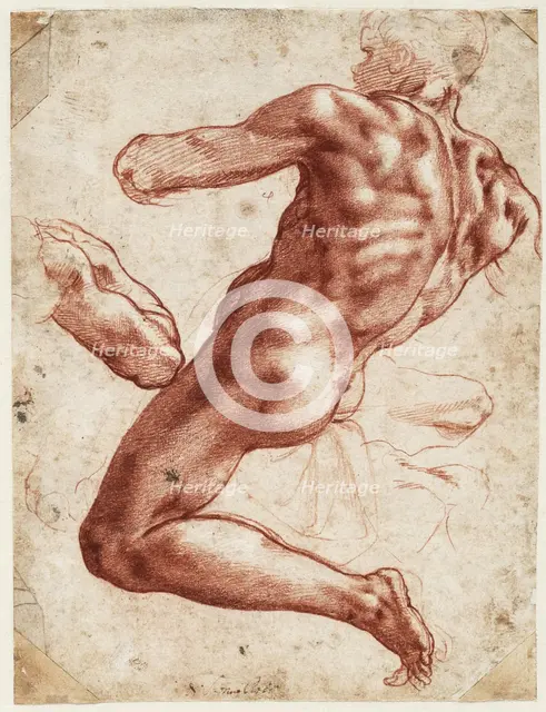 Seated male nude, 1511. Creator: Buonarroti, Michelangelo (1475-1564).