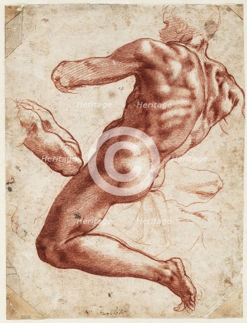 Seated male nude, 1511. Creator: Buonarroti, Michelangelo (1475-1564).