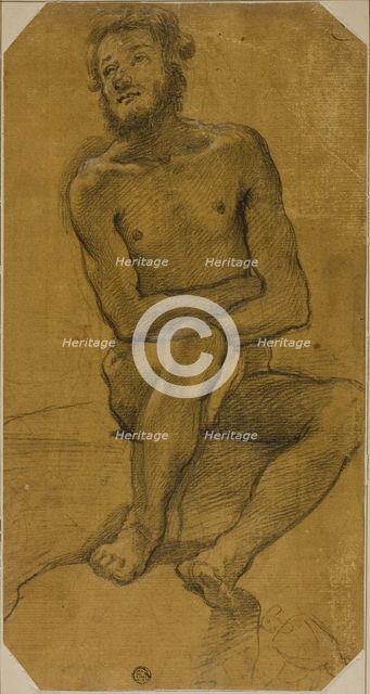 Seated Male Nude, 1600/40. Creator: Unknown.