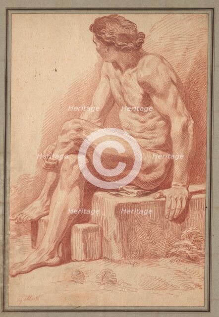 Seated Male Nude, 1693-1695. Creator: Claude Gillot (French, 1673-1722).