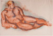 Seated Male Nude, 1923. Creator: Marsden Hartley