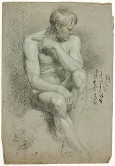 Seated Male Nude with Sketch of Nude Archer, October 20, 1808. Creator: George Hayter