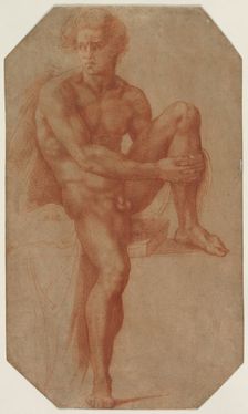 Seated Male Nude, c. 1516-1520. Creator: Baccio Bandinelli (Italian, 1493-1560)