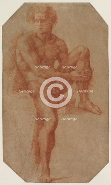 Seated Male Nude, c. 1516-1520. Creator: Baccio Bandinelli (Italian, 1493-1560).