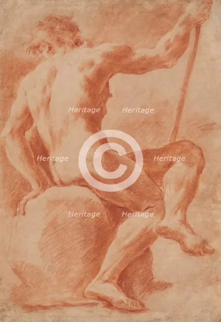 Seated Male Nude, c1770. Creator: Ubaldo Gandolfi.