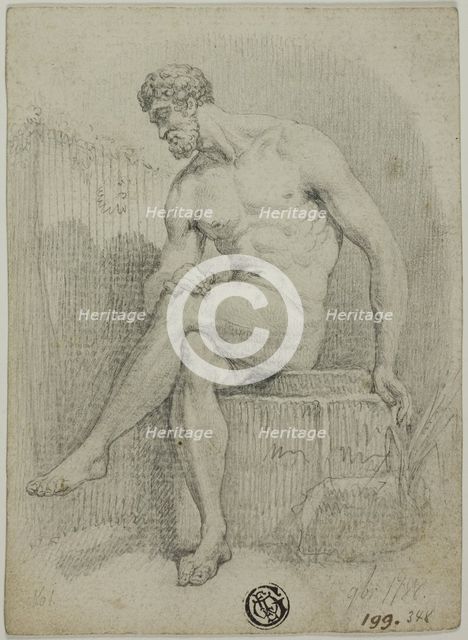 Seated Male Nude (from statue), n.d. Creator: Unknown.