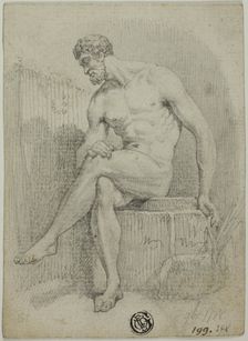 Seated Male Nude (from statue), n.d. Creator: Unknown