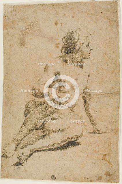 Seated Male Nude, n.d. Creator: Carlo Cignani.