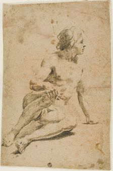Seated Male Nude, n.d. Creator: Carlo Cignani