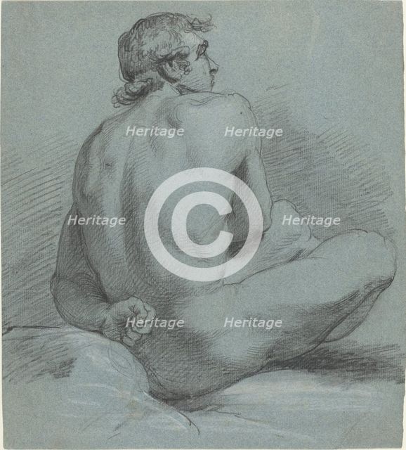 Seated Male Nude, probably 1786/1791. Creator: Samuel Woodforde.
