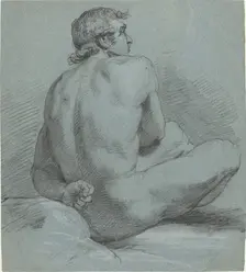 Seated Male Nude, probably 1786/1791. Creator: Samuel Woodforde