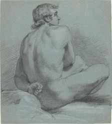 Seated Male Nude, probably 1786/1791. Creator: Samuel Woodforde