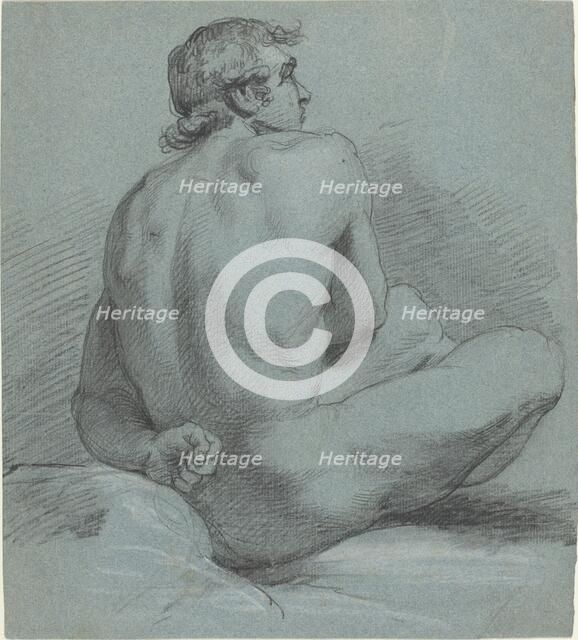 Seated Male Nude, probably 1786/1791. Creator: Samuel Woodforde.