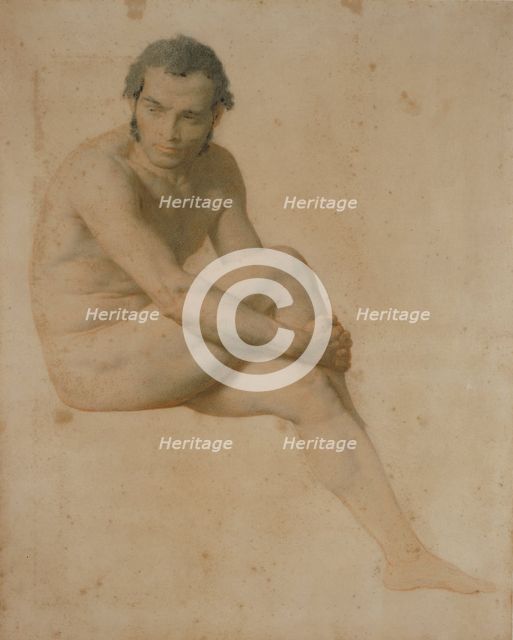 Seated male nude, probably 1850s. Creator: William Mulready.