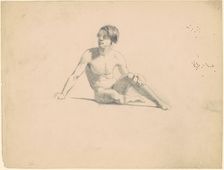 Seated Male Nude [recto], c. 1830-1835. Creator: James Goodwyn Clonney