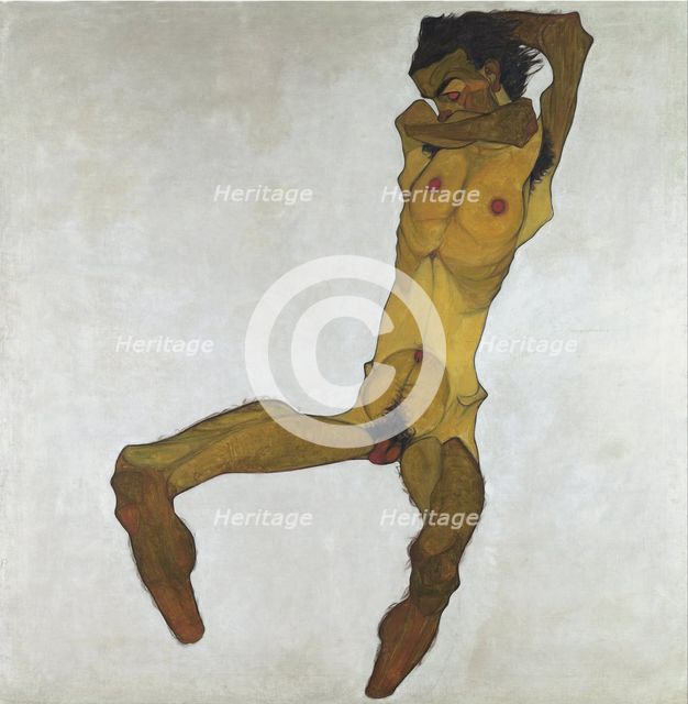 Seated Male Nude (Self-Portrait), 1910. Artist: Schiele, Egon (1890–1918)