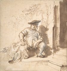 Seated Man Wearing a Flat Cap, 1635-40. Creator: Rembrandt Harmensz van Rijn