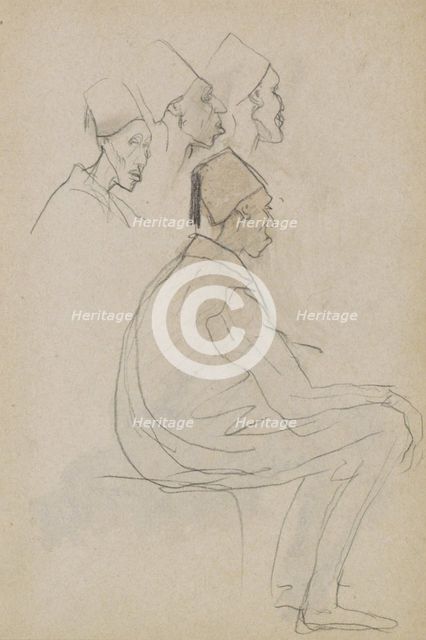 Seated man with a fez, 1896. Creator: Marius Bauer.