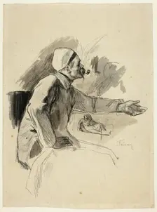 Seated Man with Extended Left Arm, n.d. Creator: Félicien Rops