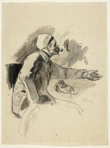 Seated Man with Extended Left Arm, n.d. Creator: Félicien Rops
