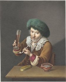 Seated man with glass and pipe, 1799. Creator: Alexander Liernur