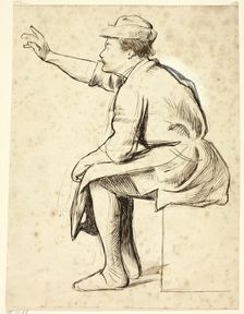 Seated Man with Raised Arm, n.d. Creator: Henry Stacy Marks