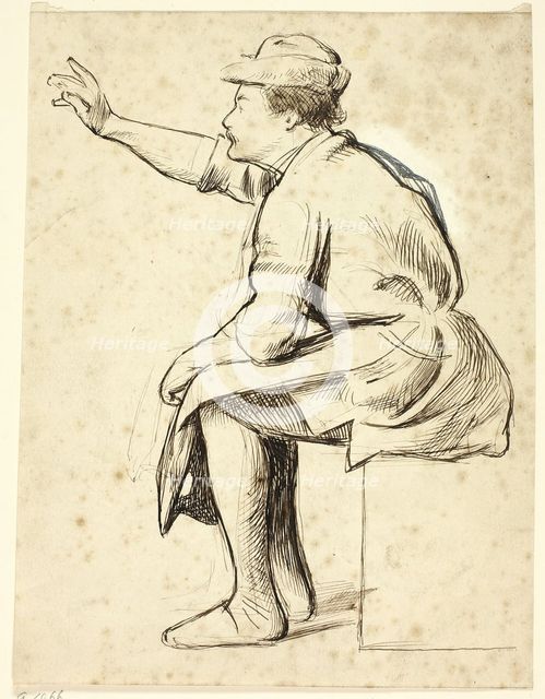 Seated Man with Raised Arm, n.d. Creator: Henry Stacy Marks.