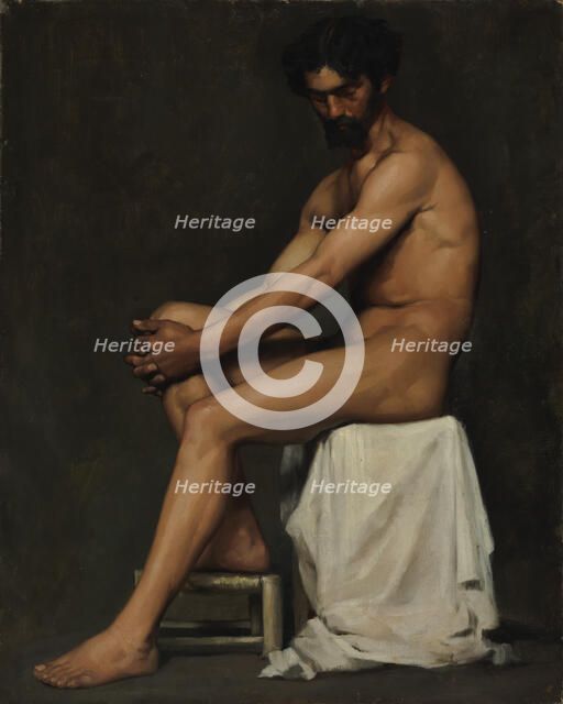 Seated Man, academy study, 1875. Creator: Albert Edelfelt.