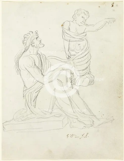 Seated Man and Swaddled Baby, c. 1810. Creator: Jacques-Louis David.