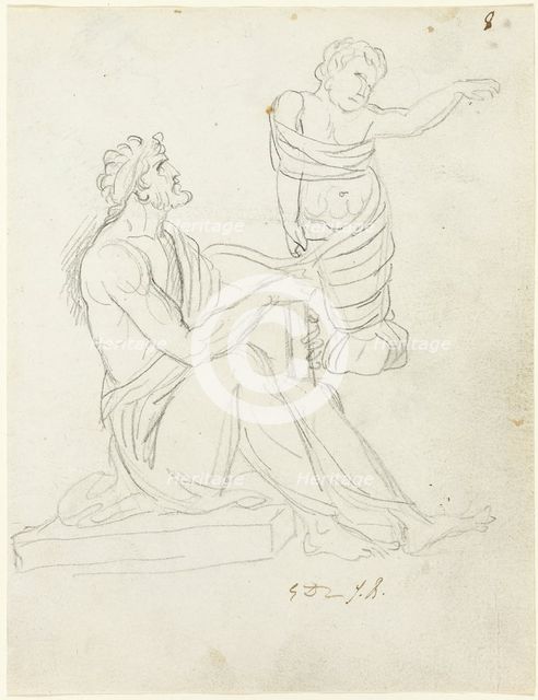 Seated Man and Swaddled Baby, c. 1810. Creator: Jacques-Louis David.