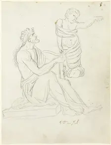 Seated Man and Swaddled Baby, c. 1810. Creator: Jacques-Louis David