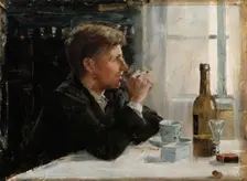 Seated Man at the Table, 1886. Creator: Elin Danielson-Gambogi