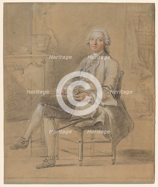 Seated Man Holding a Snuff Box, c. 1750-1760. Creator: Louis Aubert (French), attributed to.