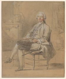 Seated Man Holding a Snuff Box, c. 1750-1760. Creator: Louis Aubert (French), attributed to