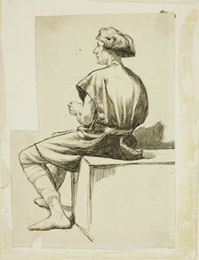 Seated Man in Tunic, 1860/69. Creator: Charles Samuel Keene