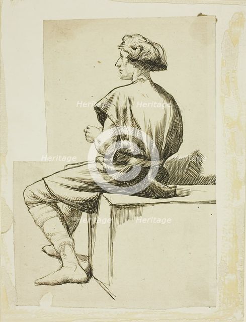 Seated Man in Tunic, 1860/69. Creator: Charles Samuel Keene.