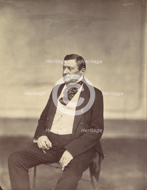 [Seated Man in White Vest and Dark Coat], 1850s-60s. Creator: Franz Antoine.