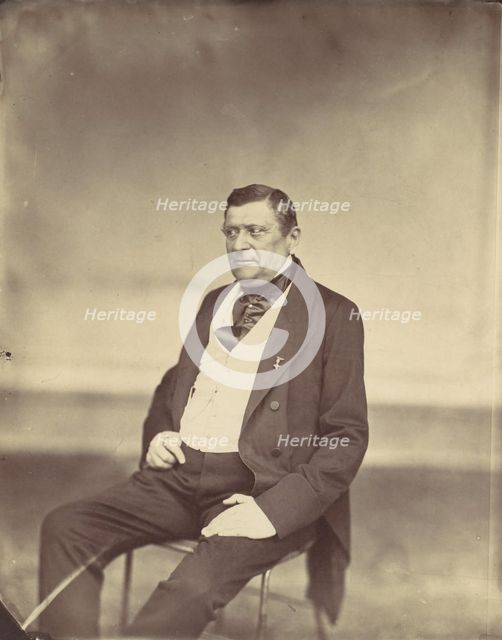 [Seated Man in White Vest and Dark Coat], 1850s-60s. Creator: Franz Antoine.