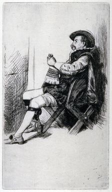 Seated Man, in Doublet and Cloak 19th century. Artist: Charles Samuel Keene