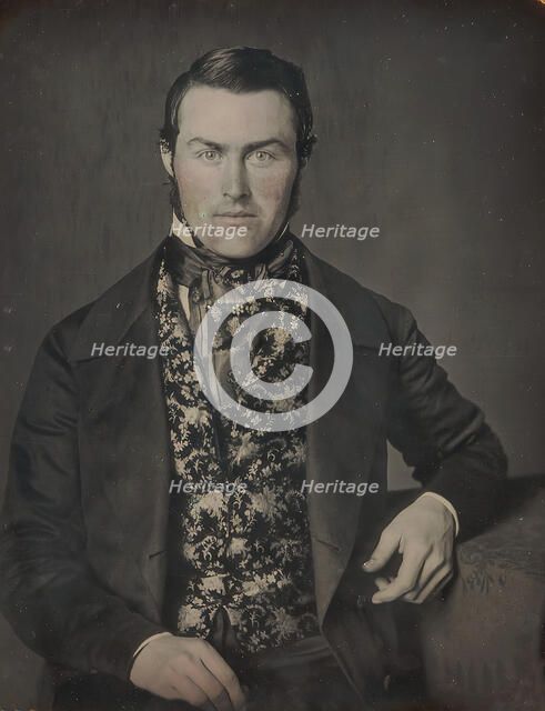 Seated Man in Floral Vest, 1840s-50s. Creators: W. & F. Langenheim, William Langenheim, Frederick Langenheim.