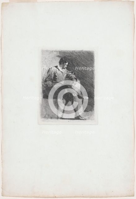 Seated Man in Sixteenth-Century Costume, c. 1878. Creator: Gioacchino Banfi.