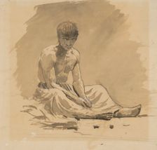 Seated Man Naked to the Waist, 1895-1900. Creator: Ladislav Mednyanszky