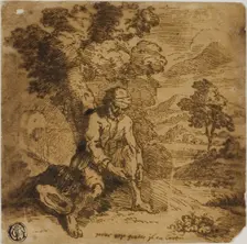 Seated Man Scratching His Leg, n.d. Creator: Unknown