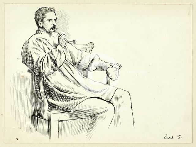 Seated Man Smoking Pipe, n.d. Creator: Henry Stacy Marks.