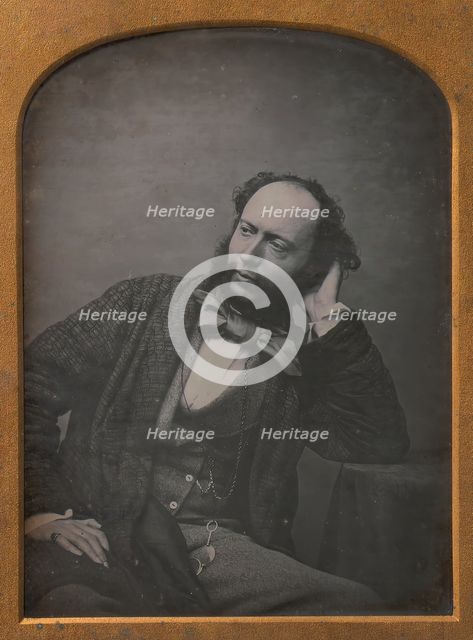 Seated Middle-aged Man in Bow Tie and Jacket, 1850s. Creator: John Watkins.