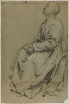 Seated Monk Holding Book, n.d. Creator: Domenico Fiasella
