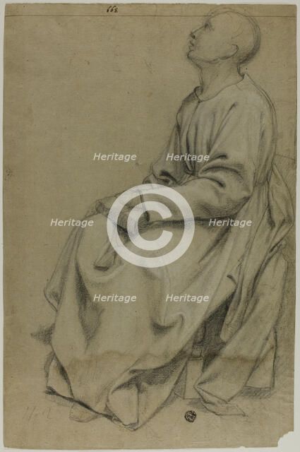 Seated Monk Holding Book, n.d. Creator: Domenico Fiasella.