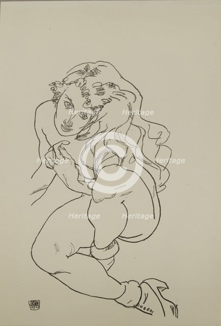 Seated Nude, 1917. Artist: Schiele, Egon (1890-1918)