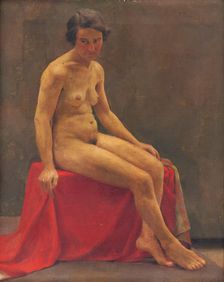 Seated nude, 1920. Creator: Ladislav Treskon